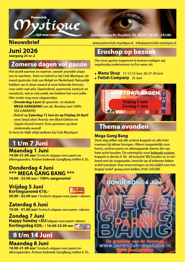 Agenda overzicht voor de maand Juni