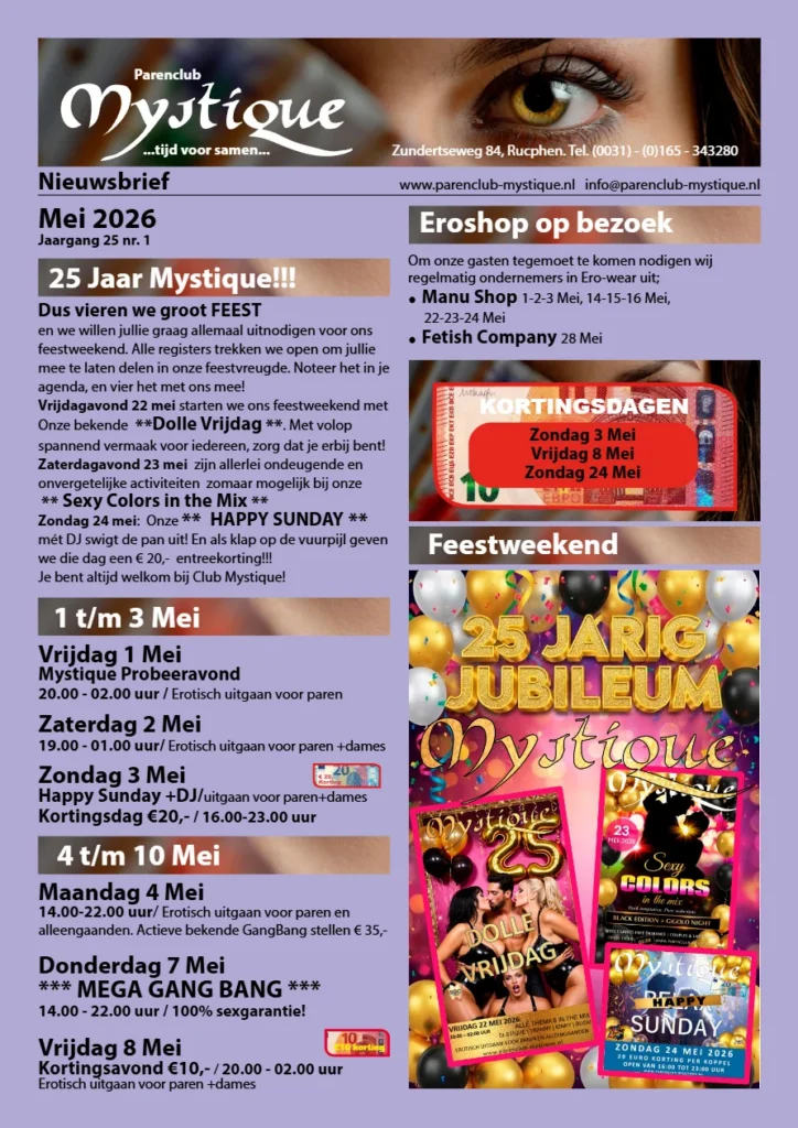 Agenda overzicht voor de maand Mei