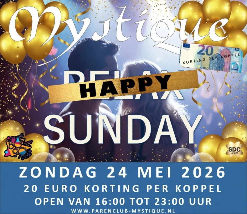 Evenement flyer voor Kortingsavond Happy Sunday op 24 mei 2026